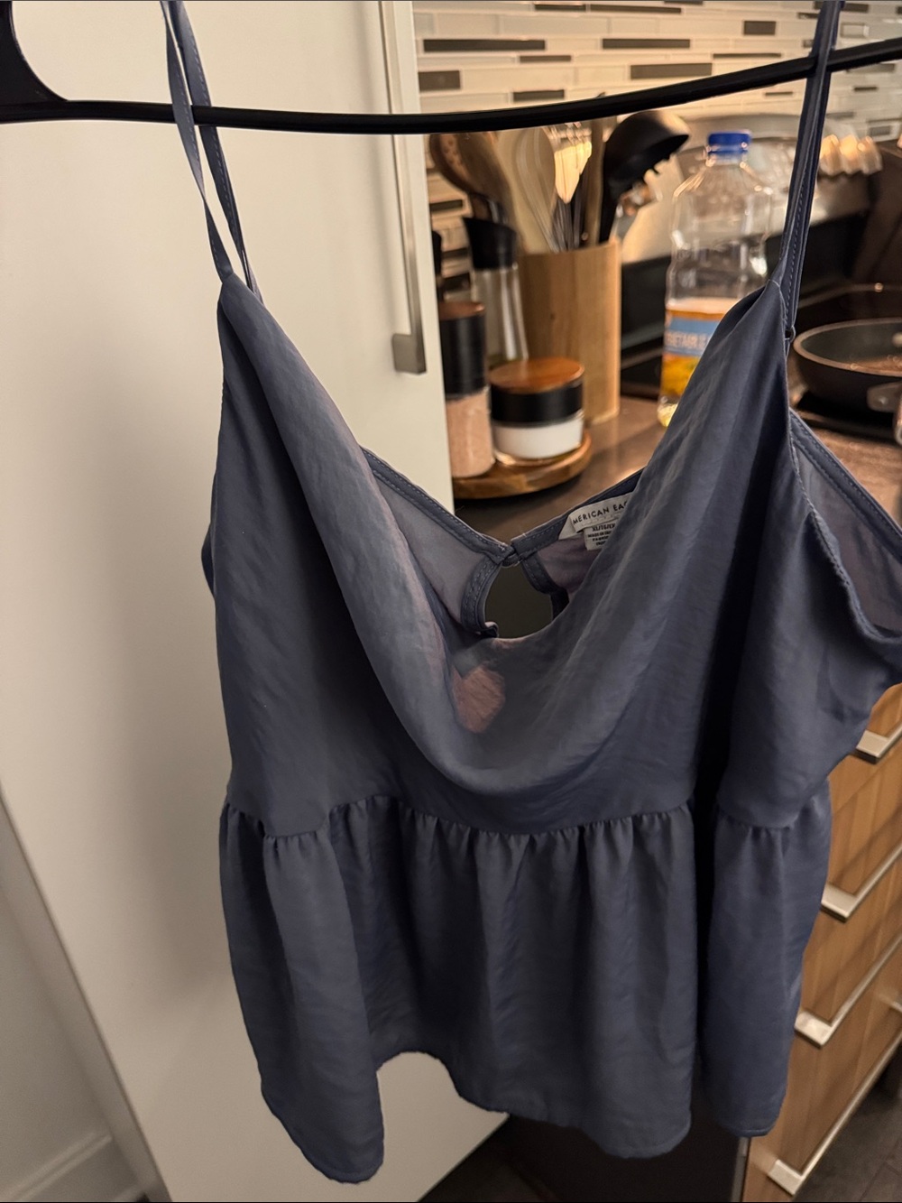 American Eagle Outfitters Slate Blue Draped V-Neck Cami